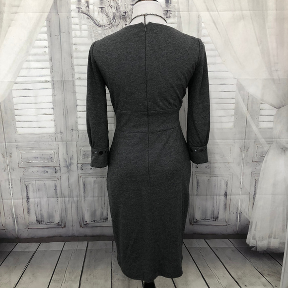 David Meister 4 Gray V Neck Studded Dress Sheath - Picture 6 of 8